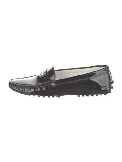 Pre-owned Tod's Patent Leather Loafers In Black
