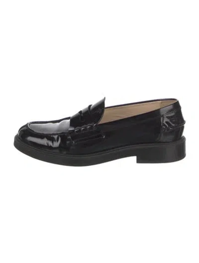 Pre-owned Tod's Patent Leather Loafers In Black