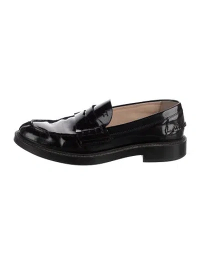 Pre-owned Tod's Patent Leather Loafers In Black
