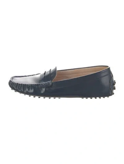 Pre-owned Tod's Patent Leather Loafers In Blue
