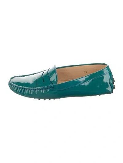 Pre-owned Tod's Patent Leather Loafers In Blue