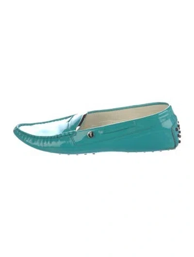 Pre-owned Tod's Patent Leather Loafers In Blue