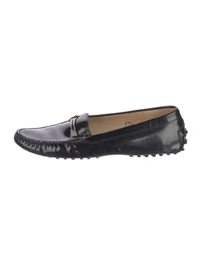 Pre-owned Tod's Patent Leather Loafers In Blue