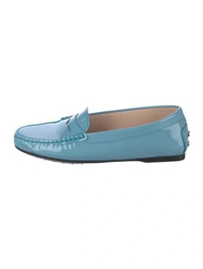 Pre-owned Tod's Patent Leather Loafers In Blue