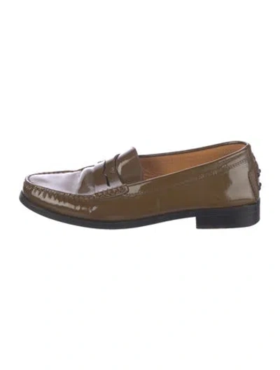 Pre-owned Tod's Patent Leather Loafers In Brown