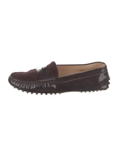Pre-owned Tod's Patent Leather Loafers In Brown