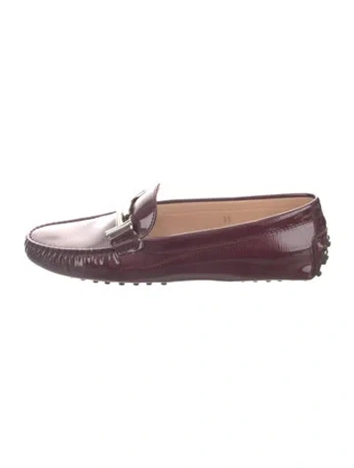 Pre-owned Tod's Patent Leather Loafers In Burgundy