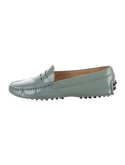 Pre-owned Tod's Patent Leather Loafers In Green