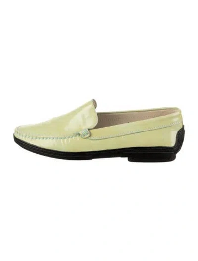 Pre-owned Tod's Patent Leather Loafers In Green