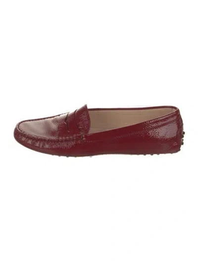 Pre-owned Tod's Patent Leather Loafers In Neutral