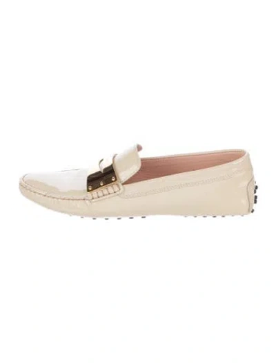 Pre-owned Tod's Patent Leather Loafers In Neutral