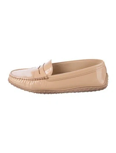 Pre-owned Tod's Patent Leather Loafers In Neutral