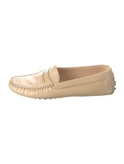 Pre-owned Tod's Patent Leather Loafers In Neutral