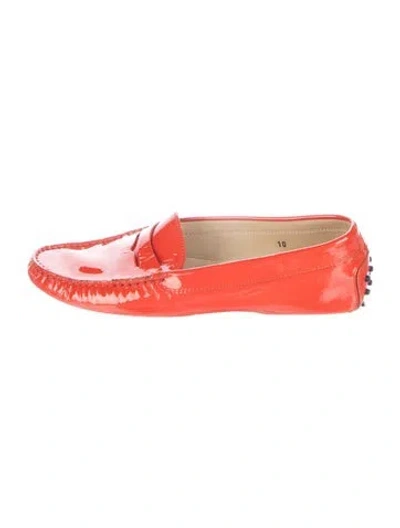 Pre-owned Tod's Patent Leather Loafers In Orange