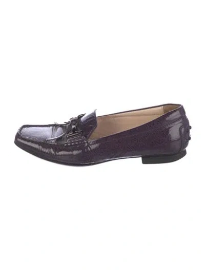 Pre-owned Tod's Patent Leather Loafers In Purple
