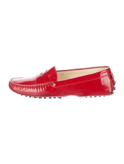 Pre-owned Tod's Patent Leather Loafers In Red