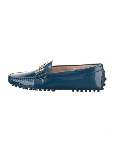 Pre-owned Tod's Patent Leather Loafers W/ Tags In Blue