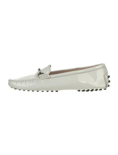 Pre-owned Tod's Patent Leather Loafers In White