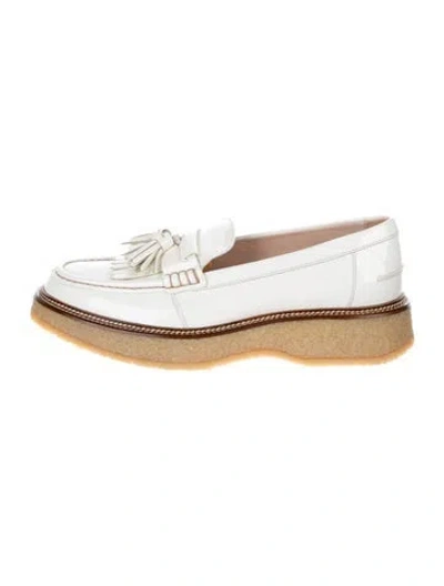 Pre-owned Tod's Patent Leather Loafers In White