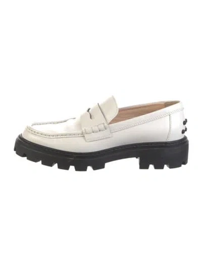 Pre-owned Tod's Patent Leather Loafers In White