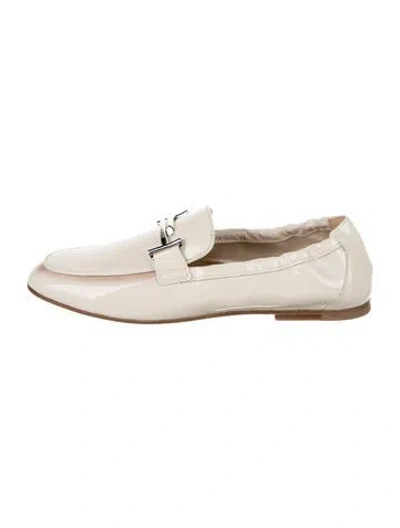 Pre-owned Tod's Patent Leather Loafers In White