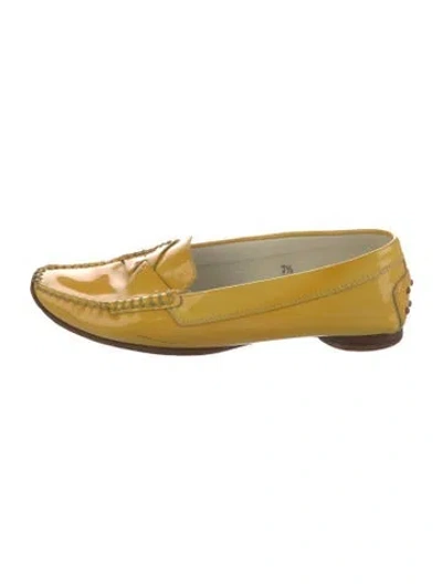 Pre-owned Tod's Patent Leather Loafers In Yellow