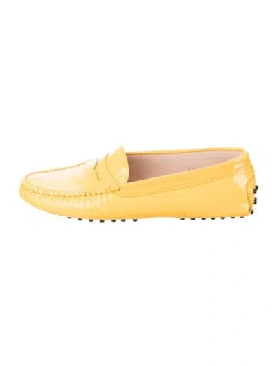 Pre-owned Tod's Patent Leather Loafers In Yellow
