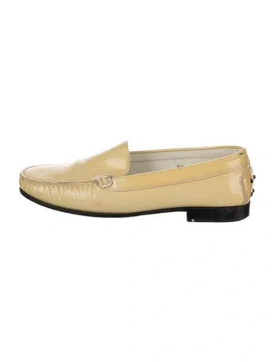 Pre-owned Tod's Patent Leather Loafers In Yellow