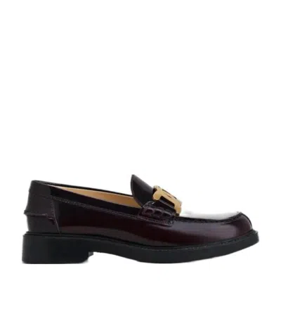 Tod's Patent Leather Logo-plaque Loafers In Black
