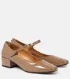 Tod's Mary Jane Pumps In Beige Patent Calf Leather In Brown