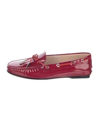 Pre-owned Tod's Patent Leather Moccasins In Red