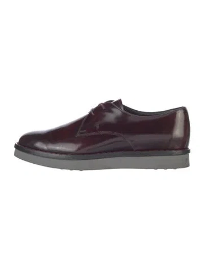 Pre-owned Tod's Patent Leather Oxfords In Burgundy