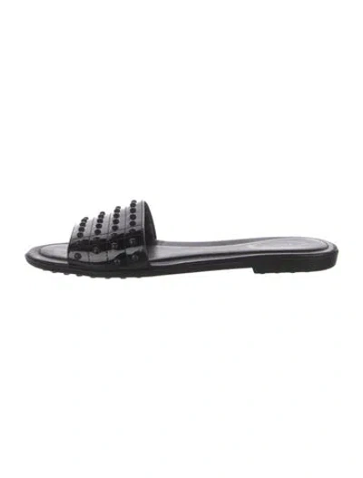 Pre-owned Tod's Patent Leather Slides In Black