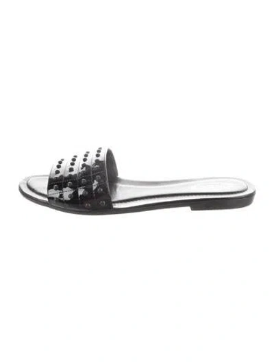 Pre-owned Tod's Patent Leather Slides In Black