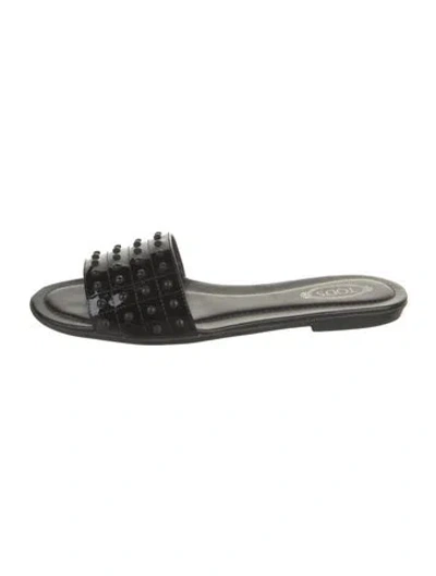 Pre-owned Tod's Patent Leather Slides In Black