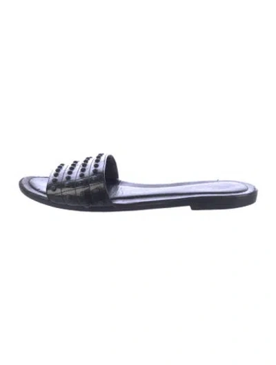 Pre-owned Tod's Patent Leather Slides In Blue