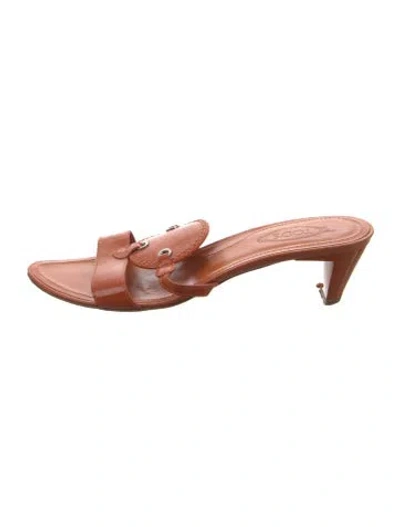 Pre-owned Tod's Patent Leather Slides In Orange