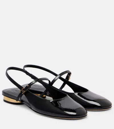 Tod's Patent Leather Mary Janes With Covered Heel Shoes In Black