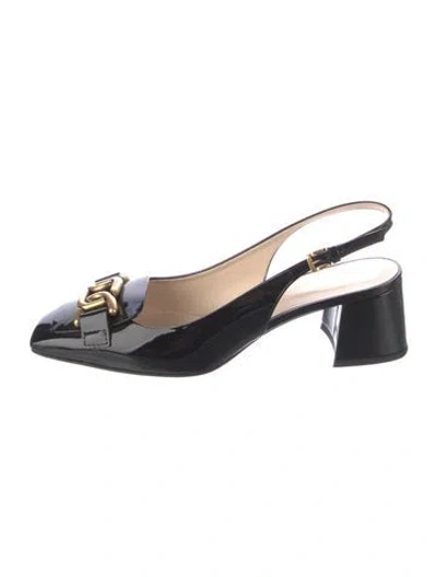 Pre-owned Tod's Patent Leather Slingback Pumps In Black