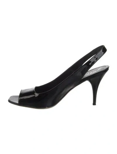 Pre-owned Tod's Patent Leather Slingback Sandals In Black