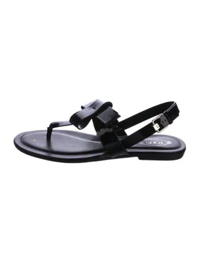 Pre-owned Tod's Patent Leather Slingback Sandals In Black