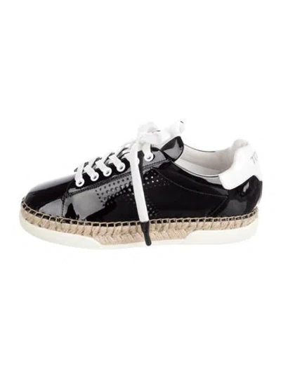 Pre-owned Tod's Patent Leather Studded Accents Espadrille Sneakers In Multicolor