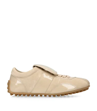 Tod's Patent Leather-suede T-marathon Sneakers In Sand