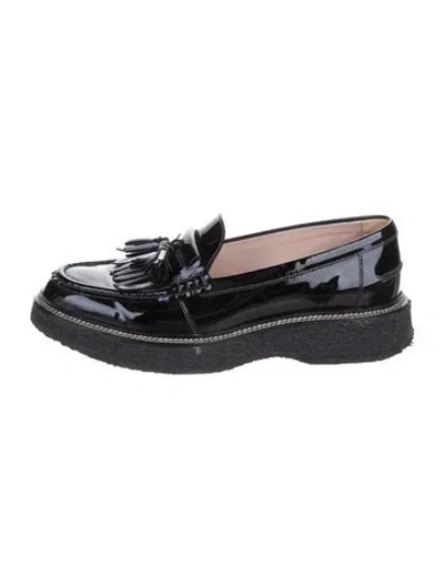 Pre-owned Tod's Patent Leather Tassel Accents Loafers In Black
