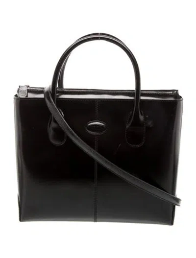Pre-owned Tod's Patent Leather Top Handle Bag In Black