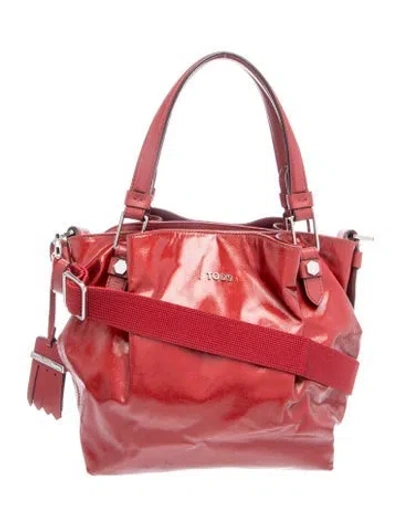 Pre-owned Tod's Patent Leather Top Handle Bag In Burgundy