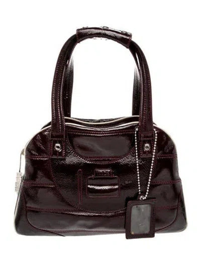 Pre-owned Tod's Patent Leather Top Handle Bag In Burgundy
