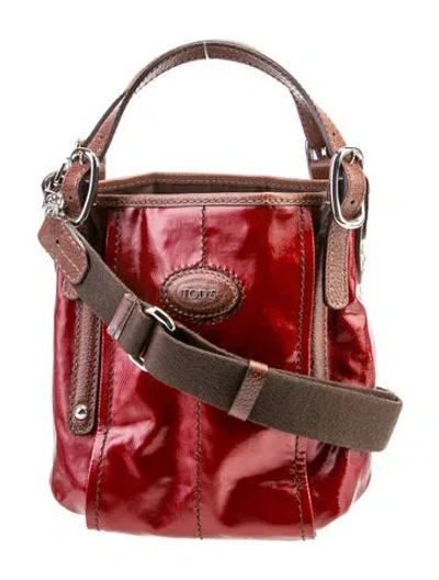 Pre-owned Tod's Patent Leather Top Handle Bag In Red