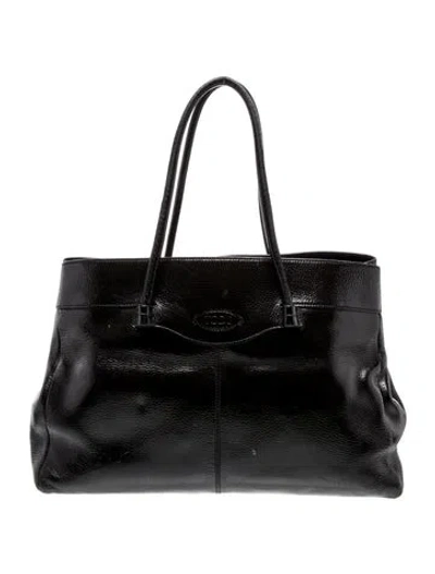 Pre-owned Tod's Patent Leather Tote In Black