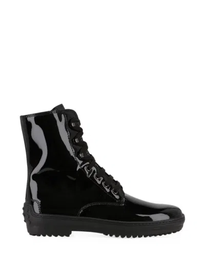 Tod's Patent-finish Lace-up Boots In Black